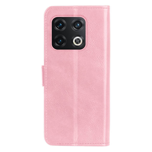 Basey OnePlus 10 Pro Hoesje Book Case Kunstleer Cover Hoes - Lichtroze