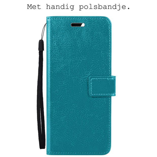 Basey iPhone SE 2022 Hoesje Book Case Kunstleer Cover Hoes - Turquoise