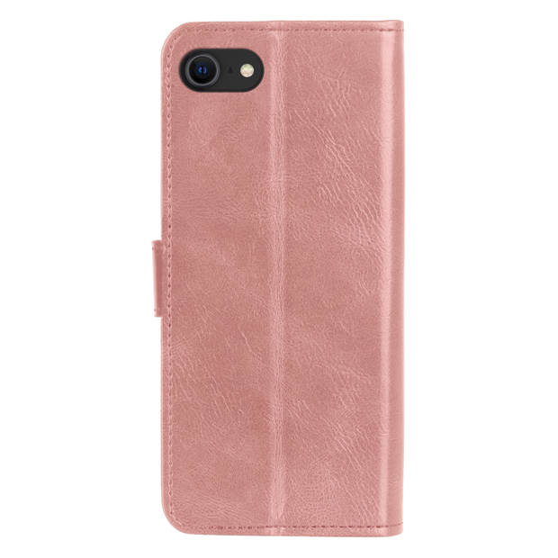 Basey iPhone SE 2022 Hoesje Book Case Kunstleer Cover Hoes - Rose goud