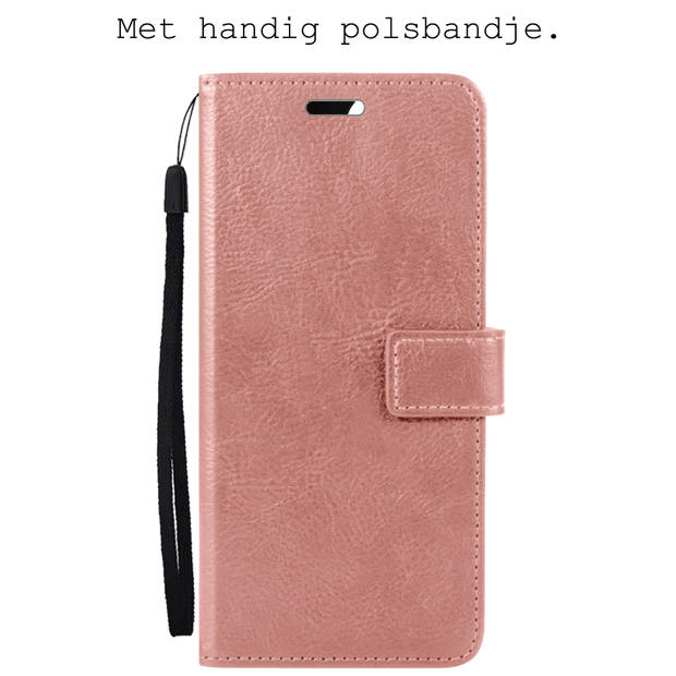 Basey iPhone SE 2022 Hoesje Book Case Kunstleer Cover Hoes - Rose goud