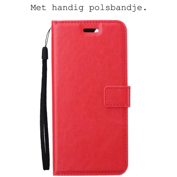 Basey iPhone SE 2022 Hoesje Book Case Kunstleer Cover Hoes -Rood