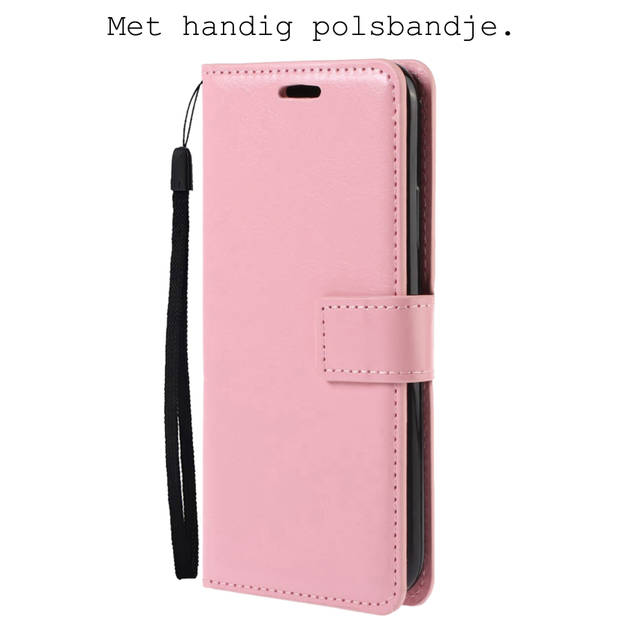 Basey iPhone SE 2022 Hoesje Book Case Kunstleer Cover Hoes - Lichtroze