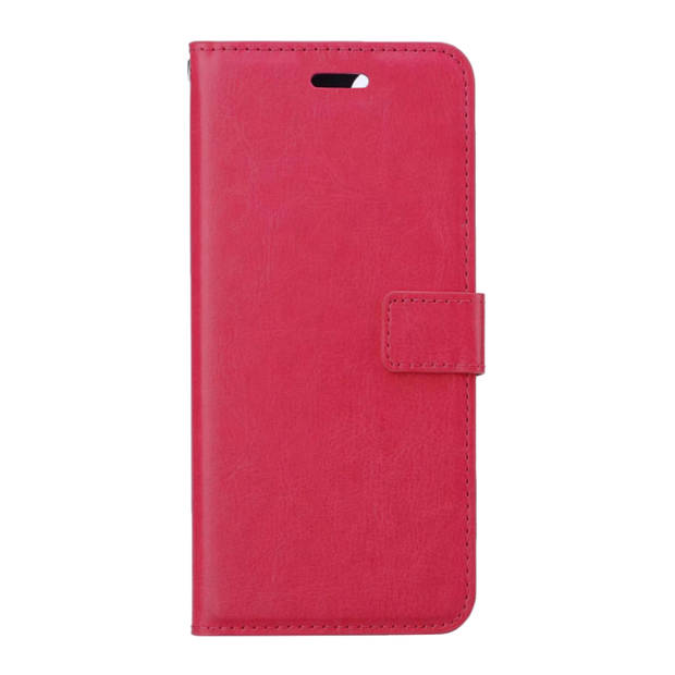 Basey iPhone SE 2022 Hoesje Book Case Kunstleer Cover Hoes - Donkerroze