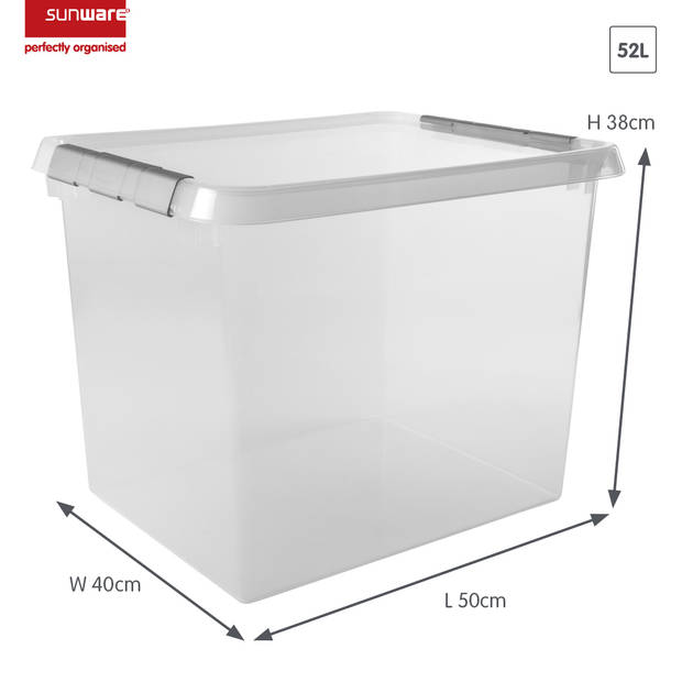 Sunware - Comfort line opbergbox set van 6 - 36L transparant metaal - 50 x 40 x 26 cm