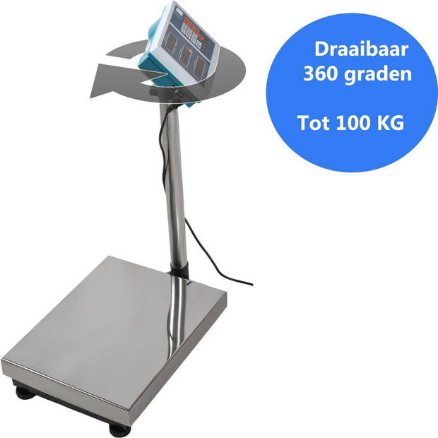 Discountershop® Digitale Platformweegschaal - 65 x 30 x 40 cm - Plateau Weegschaal - Tot 100 kg