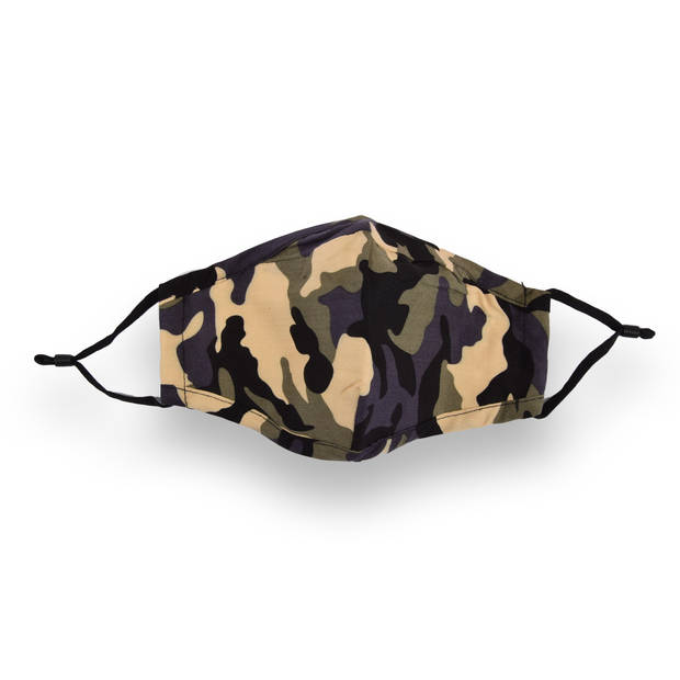 Camouflage Washable Face Masks made of 100% Cotton - Comfort and Safety - Length 24cm - Width 15.5cm - Washable Face