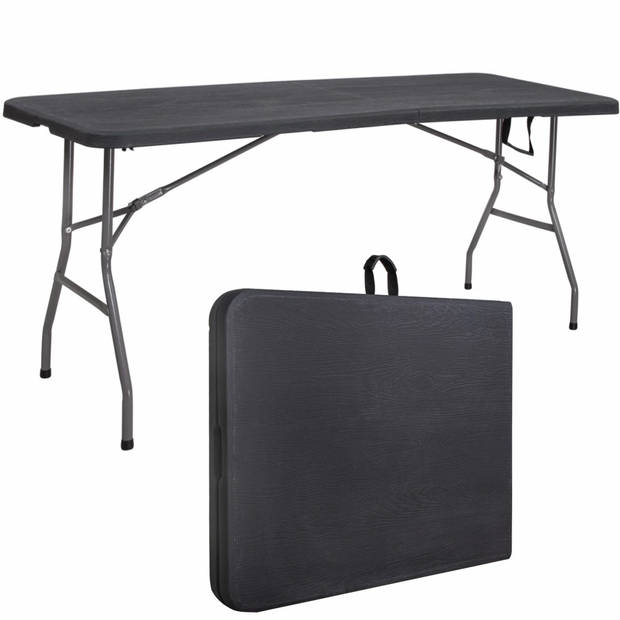 Practical Folding Table: Safe and Stylish - Large Wood Look Folding Table for Terrace, Camping and More - Easily