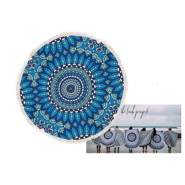 Luxe Blauw Strandlaken Voor Volwassenen - Zomerhanddoek Van Katoen-polyester Mix - 150X150 cm