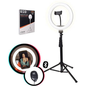 R2B Ringlamp met Statief - 10 Inch - 186 cm hoog - 30 lichtstanden - Ringlight - Ring Light - Ringlampen