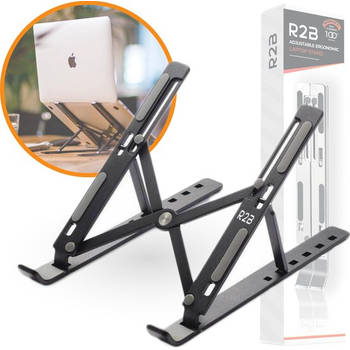 R2B Laptop standaard Verstelbaar en Opvouwbaar - Zwart - 10 t/m 17 inch - Laptopverhoger - Tablet Standaard