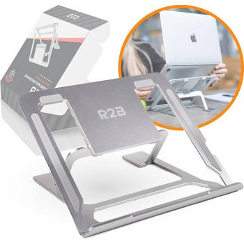 R2B Laptop standaard Verstelbaar en Opvouwbaar - Zilver - 10 t/m 17 inch - Laptopverhoger - Tablet Standaard