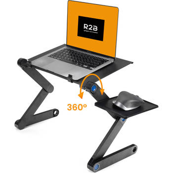 R2B Laptoptafel verstelbaar en opvouwbaar - Model "Tilburg" - 360 graden rotatie - Laptop standaard