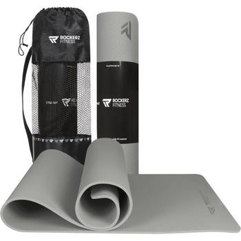 Yoga mat - Fitness mat grijs - Sport mat - Yogamat anti slip & eco - Extra Dik - Duurzaam TPE materiaal - Incl Draagtas