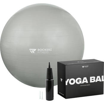 Rockerz Fitness® - Yoga bal inclusief pomp - Pilates bal - Fitness bal - Zwangerschapsbal - 90 cm - kleur: Grijs