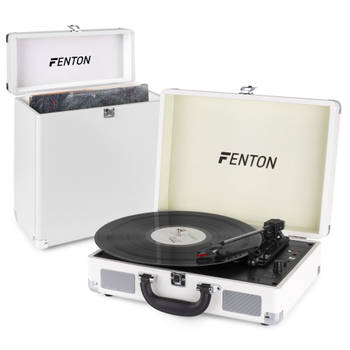 Platenspeler - Fenton RP115D platenspeler met Bluetooth, auto-stop, USB en bijpassende platenkoffer - Wit