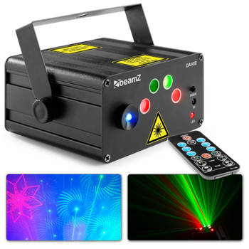 Party laser - BeamZ Dahib laser lichteffect met rode & groene laser + blauwe LED