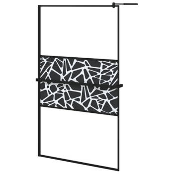 vidaXL Inloopdouchewand met schap 115x195 cm ESG-glas aluminium zwart