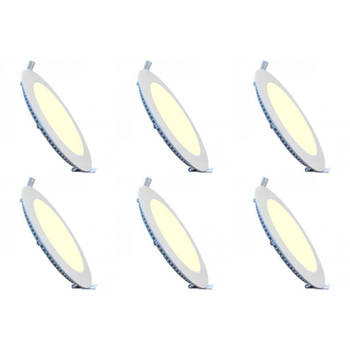 LED Downlight Slim 6 Pack - Inbouw Rond 3W - Dimbaar - Warm Wit 2700K - Mat Wit Aluminium - Ø83mm