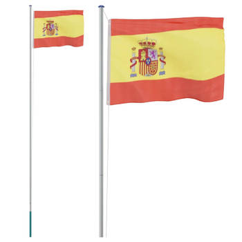 vidaXL Vlag met vlaggenmast Spanje 6,23 m aluminium