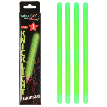 Set van 4x stuks neon glow in the dark party breaklights stick groen 20 cm - Verkleedattributen