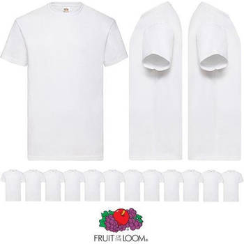 12 pack witte Fruit of the Loom shirts ronde hals - Maat S - Valueweight