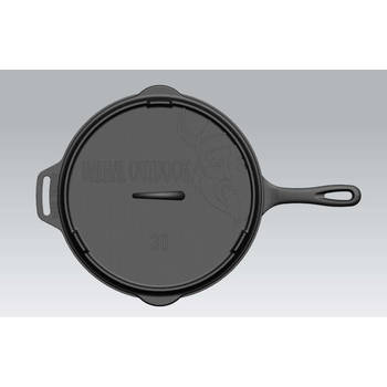 Valhal - Skillet Gietijzer Deksel ø 30 cm met Grillpatroon - Gietijzer - Zwart