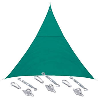 Schaduwdoek/zonnescherm Curacao driehoek mint groen 3 x 3 x 3 meter met ophanghaken - Schaduwdoeken