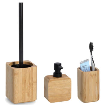 Badkamer accessoires set 3-delig - bamboe hout - luxe kwaliteit - Badkameraccessoireset