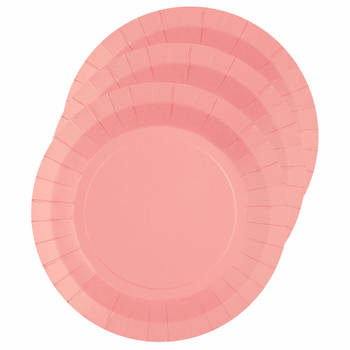 Santex feest gebak/taart bordjes - roze - 20x stuks - karton - D17 cm - Feestbordjes