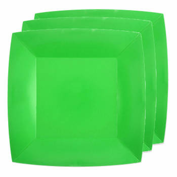 Santex feest bordjes vierkant fel groen - karton - 10x stuks - 23 cm - Feestbordjes