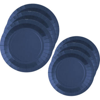 Santex Feest borden set - 40x stuks - kobalt blauw - 17 cm en 22 cm - Feestbordjes