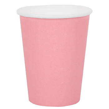 Santex feest bekertjes - 10x - roze - papier/karton - 270 ml - Feestbekertjes