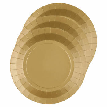 Santex feest gebak/taart bordjes - goud - 30x stuks - karton - D17 cm - Feestbordjes