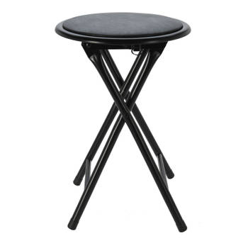 Excellent Houseware - bijzet krukje/stoel - Opvouwbaar - zwart - 45 cm - Krukjes