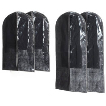 Set van 10x stuks kledinghoezen grijs 135/100 cm inclusief kledinghangers - Kledinghoezen