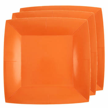 Santex feest gebak/taart bordjes - oranje - 10x stuks - karton - 18 cm - Feestbordjes