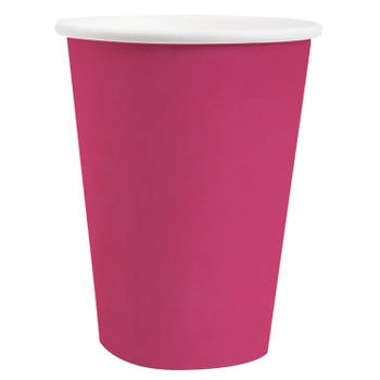 Santex feest bekertjes - 10x - fuchsia roze - karton - 270 ml - Feestbekertjes