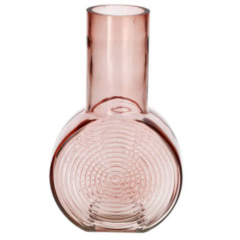 Bellatio Design Bloemenvaas - oud roze - transparant glas - D6 x H23 cm - Vazen