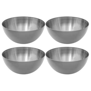 Set van 8x stuks - Slakommetjes/schaaltjes - rvs metaal - D19 cm - Saladeschalen