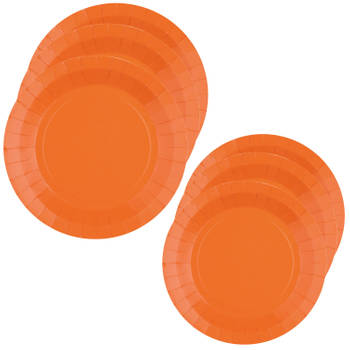 Santex Feest borden set - 20x stuks - oranje - 17 cm en 22 cm - Feestbordjes