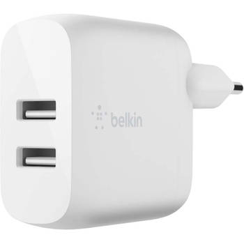 Belkin dual USB-A wandlader met USB-A/USB-C kabel (Wit)