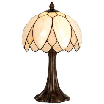 HAES DECO - Tiffany Tafellamp Beige, Bruin Ø 25x42 cm Fitting E14 / Lamp max 1x60W
