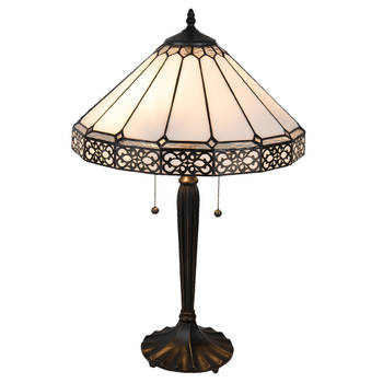 HAES DECO - Tiffany Tafellamp Beige, Bruin Ø 41x62 cm Fitting E27 / Lamp max 2x60W