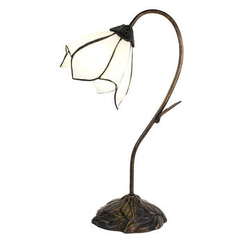 HAES DECO - Tiffany Tafellamp Bloem Wit 30x17x48 cm Fitting E14 / Lamp max 1x25W