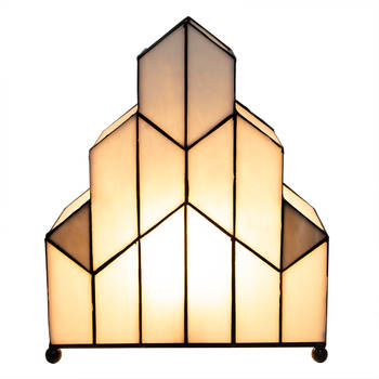 HAES DECO - Tiffany Tafellamp Creme 30x4x25 cm Fitting E14 / Lamp max 1x40W