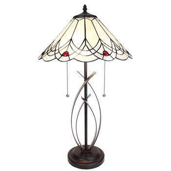 HAES DECO - Tiffany Tafellamp Creme Ø 39x69 cm Fitting E27 / Lamp max 2x60W