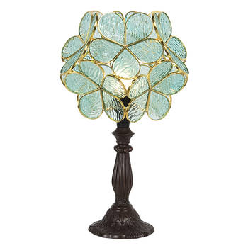 HAES DECO - Tiffany Tafellamp Groen 21x21x38 cm Fitting E14 / Lamp max 1x25W