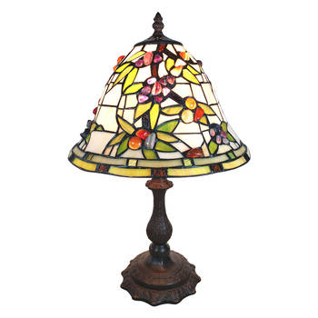 HAES DECO - Tiffany Tafellamp Meerkleurig Ø 31x47 cm Fitting E27 / Lamp max 1x60W