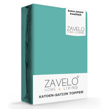 Zavelo Deluxe Katoen-Satijn Topper Hoeslaken Donker Groen-Lits-jumeaux (180x220 cm)