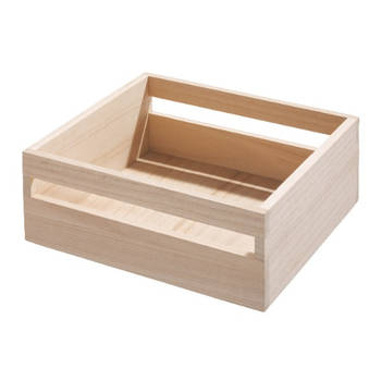 iDesign - Opbergbox met Handvat, 25.4 x 25.4 x 10.5 cm, Paulownia Hout - iDesign Eco Wood